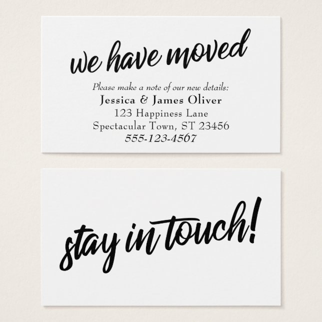 Carte d'insertion minima de typographie "Nous avon (Devant & derrière)