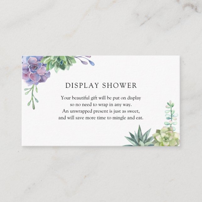 Carte d'insertion pour Baby Shower sur les succule (Devant)