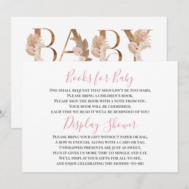 Carte d'insertion pour bébé rose Brown fille écran (Devant / Derrière)