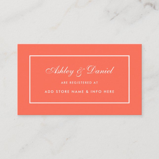 Carte d'insertion pour Mariage de corail moderne é (Devant)