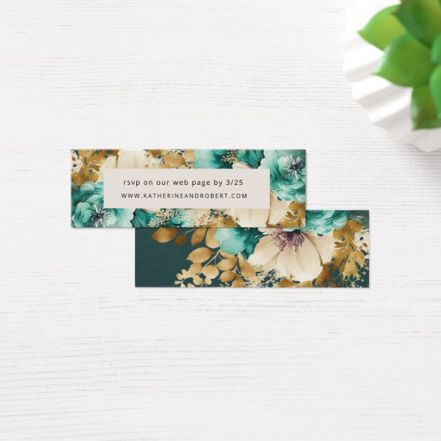 Carte d'insertion turquoise Gold Luxe Floral Maria (Bureau)