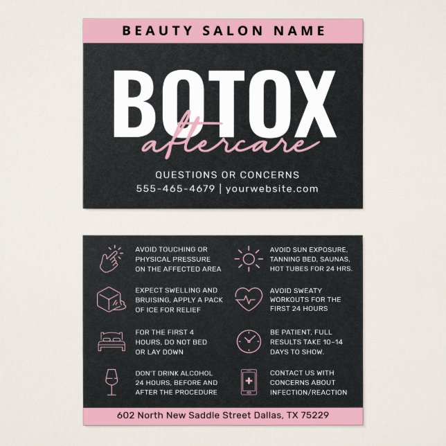 Carte d'instruction de post-soins Premium Black Bo (Devant & derrière)
