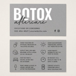 Carte d'instruction d'injection Premium Grey Botox