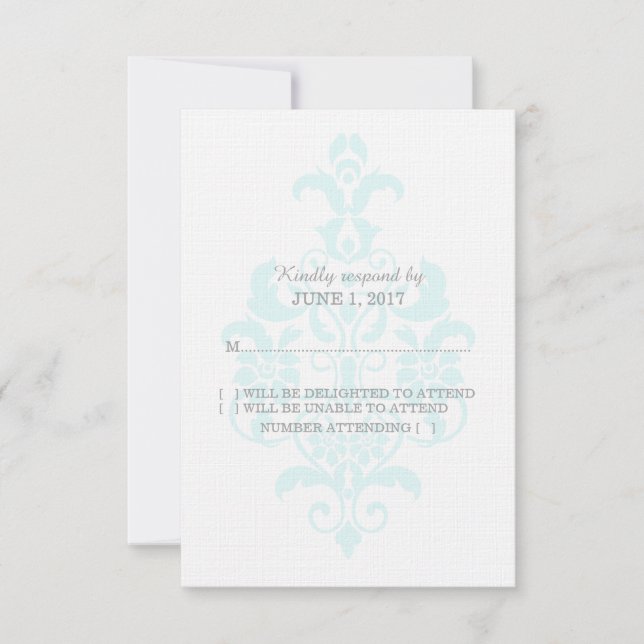 Carte d'intervention Aqua Subtle Damask (Devant)