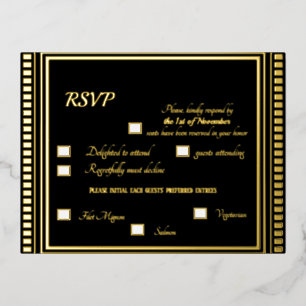 Carte d'intervention vintage Art Déco noir RSVP Fo