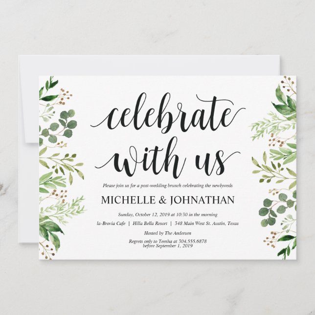 Carte d'invitation à Brunch Mariage de la Poste de (Devant)