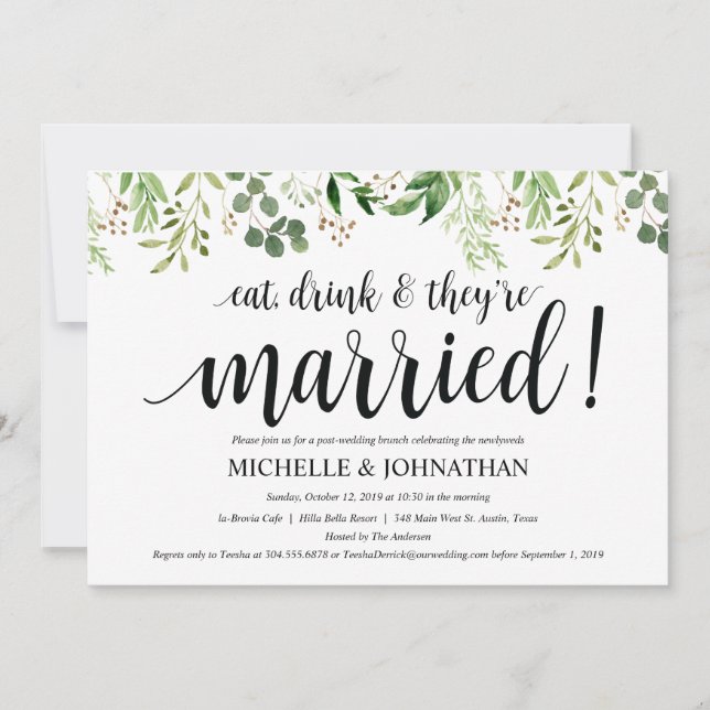 Carte d'invitation à Brunch Mariage de la Poste de (Devant)