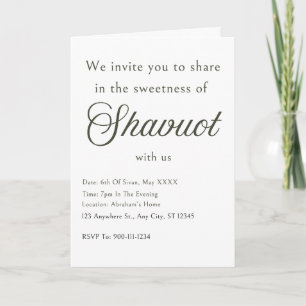 Carte d'invitation à Chavouot - Simple et Minimali