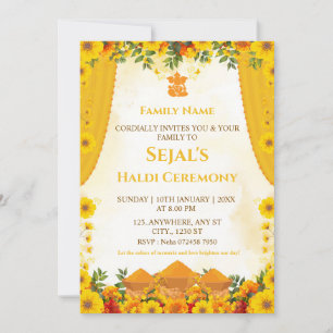 Carte d'invitation à la cérémonie Haldi