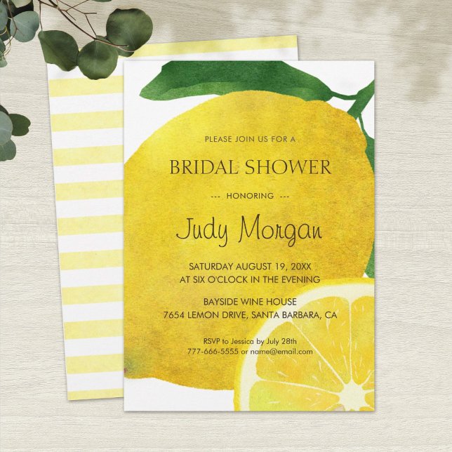 Carte d'invitation à la douche nuptiale au citron  (Créateur téléchargé)