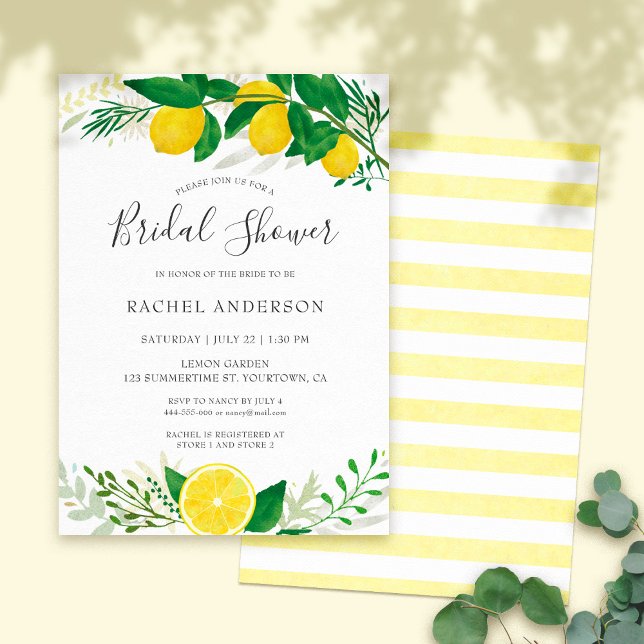 Carte d'invitation à la douche nuptiale au citron  (Créateur téléchargé)