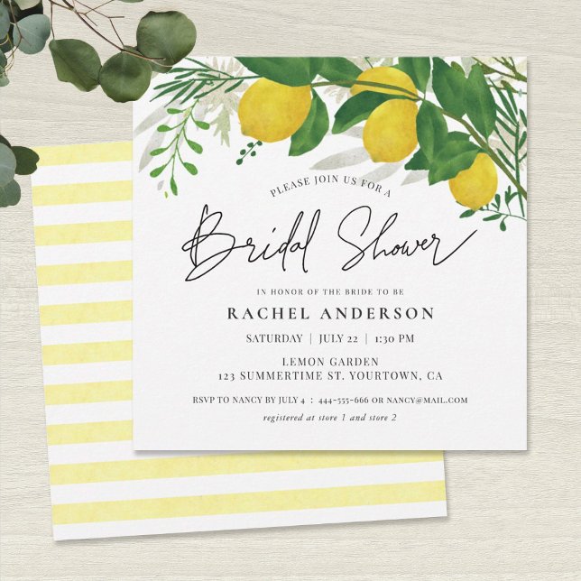 Carte d'invitation à la douche nuptiale au citron  (Créateur téléchargé)