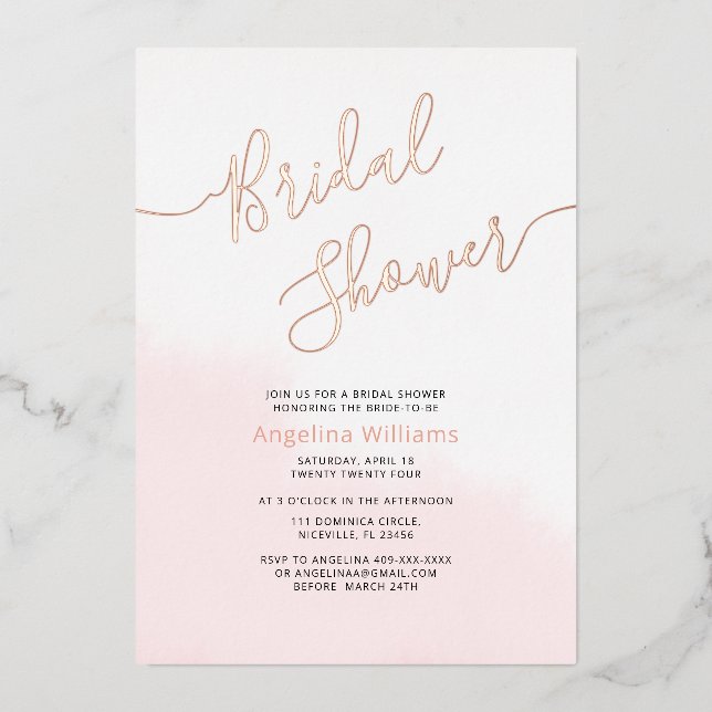 Carte d'invitation à la douche nuptiale Flat Foil (Recto)