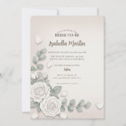 Carte d'invitation à la douche nuptiale floue beig