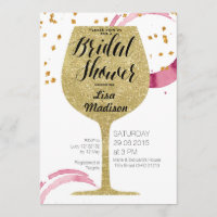 Carte d'invitation à la douche nuptiale Gold Wine