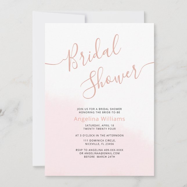Carte d'invitation à la douche nuptiale plate (Devant)