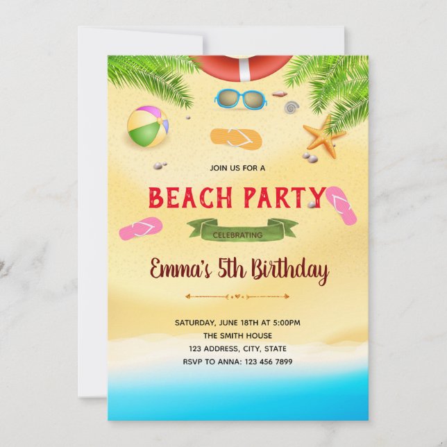 Carte d'invitation à la fête d'anniversaire de pla (Devant)