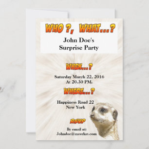 Carte d'invitation à la fête de Meerkat Cute