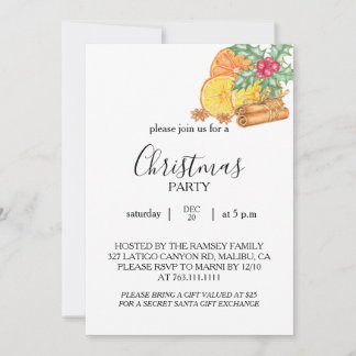 Carte d'invitation à la fête de Noël