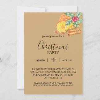 Carte d'invitation à la fête de Noël