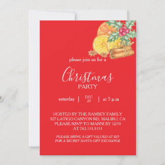 Carte d'invitation à la fête de Noël