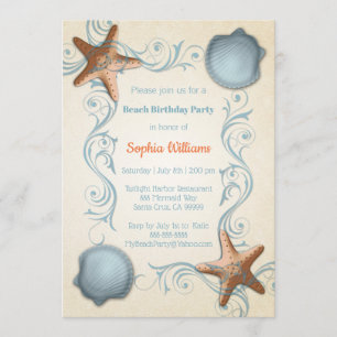 Carte d'invitation à la fête de plage Starfish