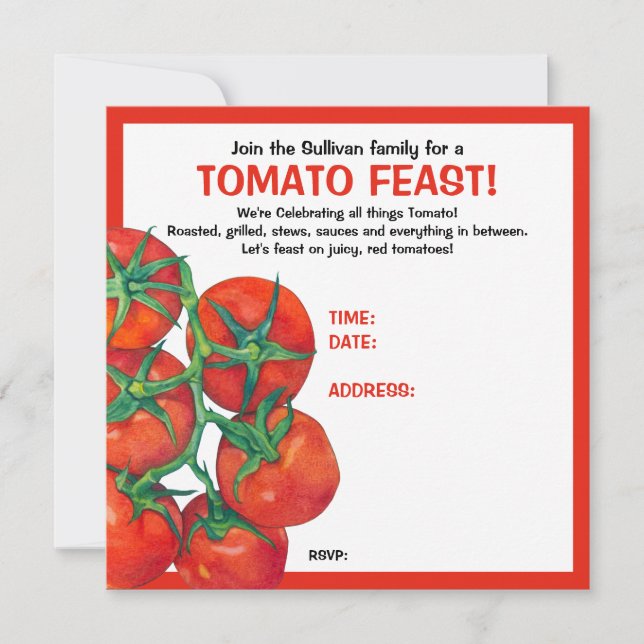 Carte d'invitation à la fête des tomates rouges (Devant)