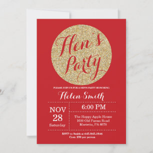 Carte d'invitation à la Parties scintillant rouge 