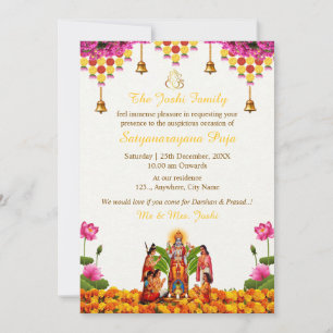 Carte d'invitation à la Pooja de Satyanarayan Bhag