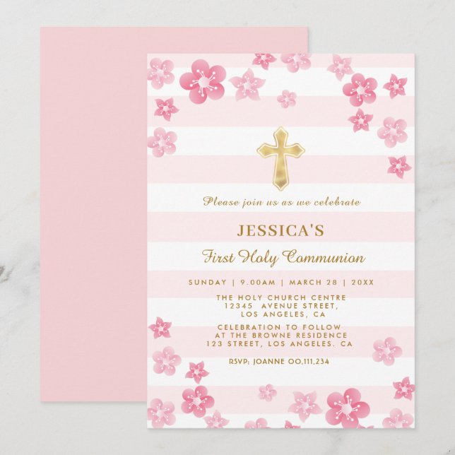 Carte d'invitation à la première communion sainte  (Devant / Derrière)