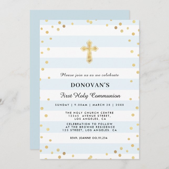 carte d'invitation à la première communion sainte  (Devant / Derrière)