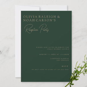 Carte d'invitation à la réception verte moderne et
