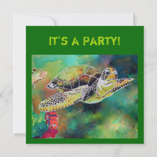 Carte d'invitation à la tortue verte