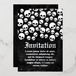 Carte d'invitation à l'huile d'argent Motif au crâ