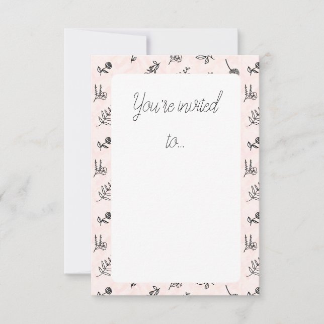 Carte d'invitation à motifs floraux roses (Devant)