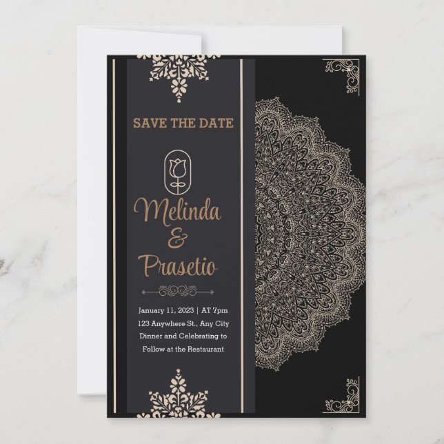 Carte d'invitation à plat mariage, taille : 5 po x (Devant)