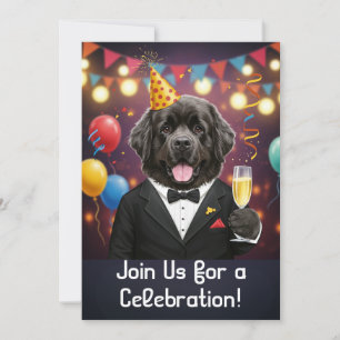 Carte d'invitation à une fête avec un chien de Ter