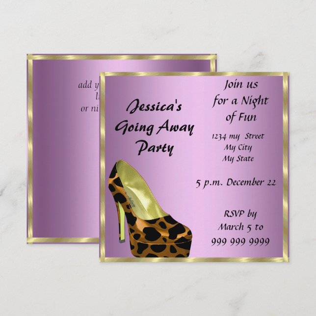Carte d'invitation à une fête d'adieu au revoir (Devant / Derrière)
