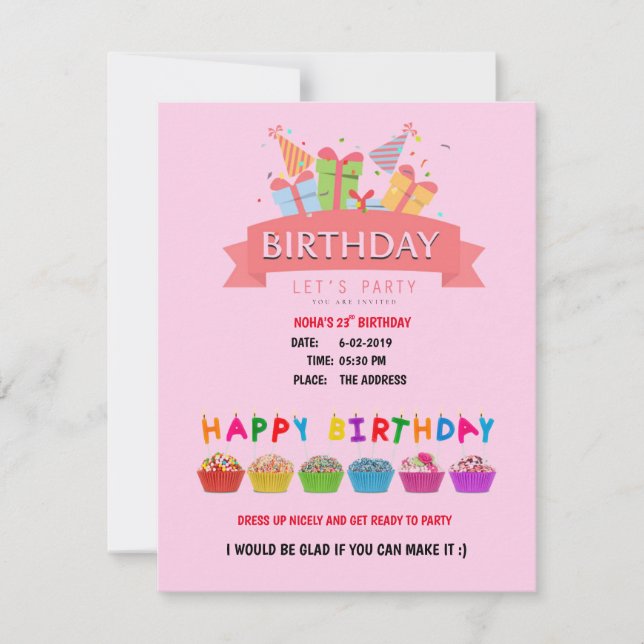 Carte d'invitation anniversaire (Devant)