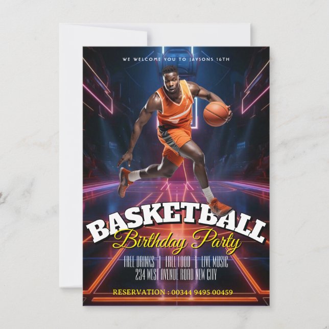 Carte d'invitation anniversaire basket-ball modifi (Devant)