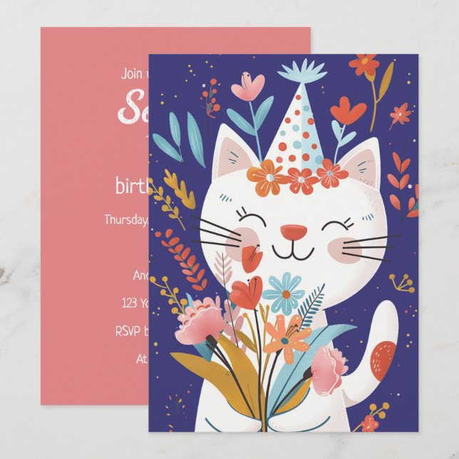 Carte d'invitation Anniversaire de la fête des cha (Devant / Derrière)