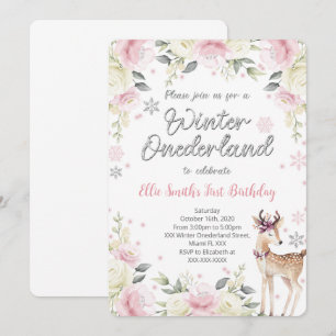 Carte d'invitation anniversaire Editable Winter Wo