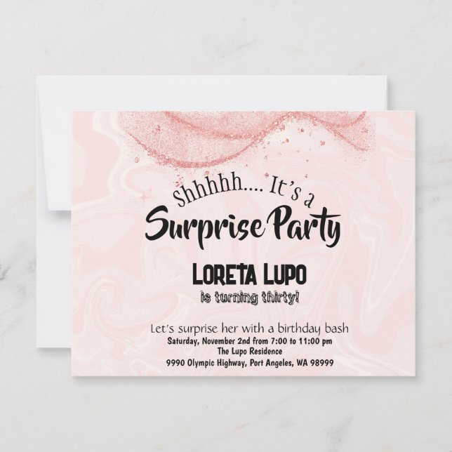 Carte d'invitation Anniversaire surprise pour adul (Devant)