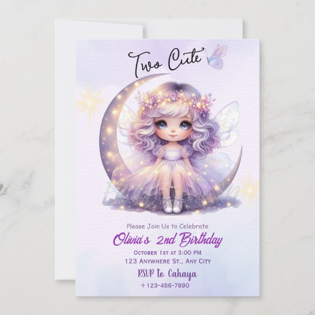 Carte d'invitation anniversaire trop mignonne (Devant)