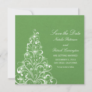 Carte d'invitation "Arbre de fête scintillant vert
