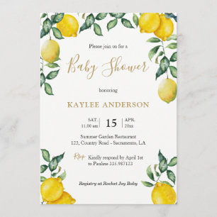 Carte d'invitation au Baby shower citron