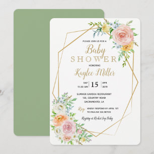 Carte d'invitation au Baby shower géométrique en o