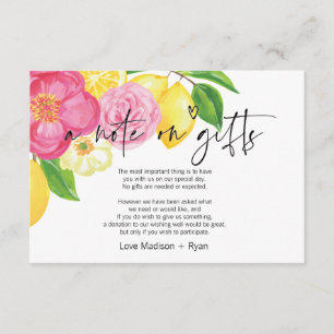 Carte d'invitation au mariage rose et citron