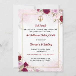 Carte d'invitation au Path Sukhmani Sahib