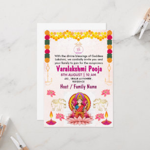 Carte d'invitation au Varalakshmi Vratham Pooja